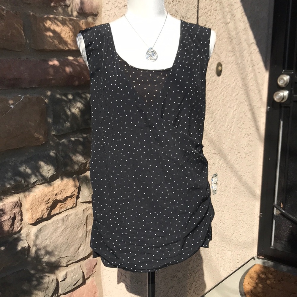 Ann Taylor Black and White Polka Dot Top-Size L
